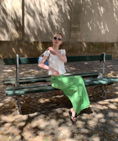 chuclla（チュクラ）の「【LONSLAN】リラクシー ロングカットソースカート CHLONW25s052（スカート・レディース・ライトグリーン/ブラック・S/M）」の9枚目の写真