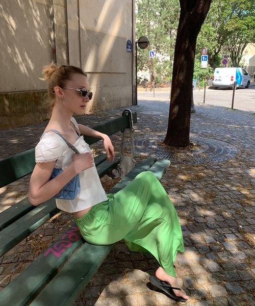 chuclla（チュクラ）の「【LONSLAN】リラクシー ロングカットソースカート CHLONW25s052（スカート・レディース・ライトグリーン/ブラック・S/M）」の15枚目の写真