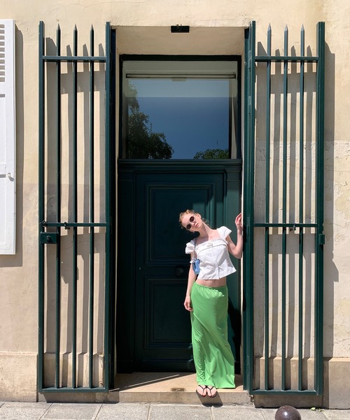 chuclla（チュクラ）の「【LONSLAN】リラクシー ロングカットソースカート CHLONW25s052（スカート・レディース・ライトグリーン/ブラック・S/M）」の13枚目の写真