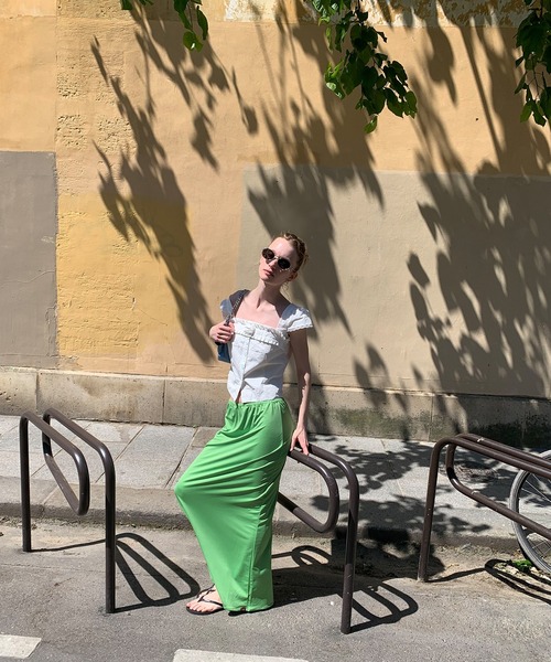 chuclla（チュクラ）の「【LONSLAN】リラクシー ロングカットソースカート CHLONW25s052（スカート・レディース・ライトグリーン/ブラック・S/M）」の14枚目の写真