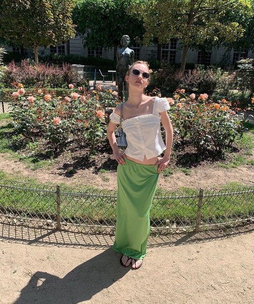 chuclla（チュクラ）の「【LONSLAN】リラクシー ロングカットソースカート CHLONW25s052（スカート・レディース・ライトグリーン/ブラック・S/M）」の16枚目の写真