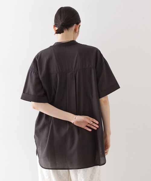 THE SHOP TK (ザ ショップ ティーケー )の「ウエストタックチュニック【体型カバー/洗濯機OK】(シャツ/ブラウス・レディース・スミクロ/パープル系1/アイボリー・12/13)」の9枚目の写真