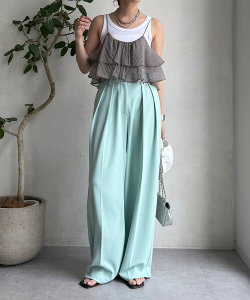 DouDou（ドゥドゥ）の「フリルキャミセット（Tシャツ/カットソー・レディース・ベージュ/グレー・FREE）」の5枚目の写真