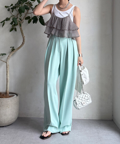 DouDou（ドゥドゥ）の「フリルキャミセット（Tシャツ/カットソー・レディース・ベージュ/グレー・FREE）」の6枚目の写真