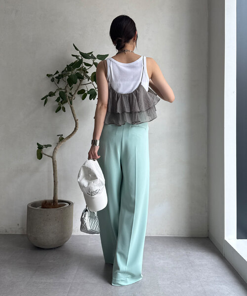 DouDou（ドゥドゥ）の「フリルキャミセット（Tシャツ/カットソー・レディース・ベージュ/グレー・FREE）」の7枚目の写真