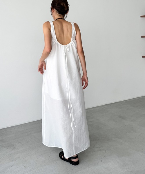 CANAL JEAN(キャナルジーン)の「El mar コットンナイロンバックオープンワンピース(ワンピース・レディース・ホワイト/ブラック・ONE SIZE)」の3枚目の写真