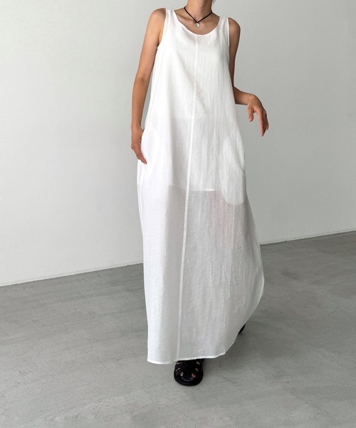 CANAL JEAN(キャナルジーン)の「El mar コットンナイロンバックオープンワンピース(ワンピース・レディース・ホワイト/ブラック・ONE SIZE)」の6枚目の写真