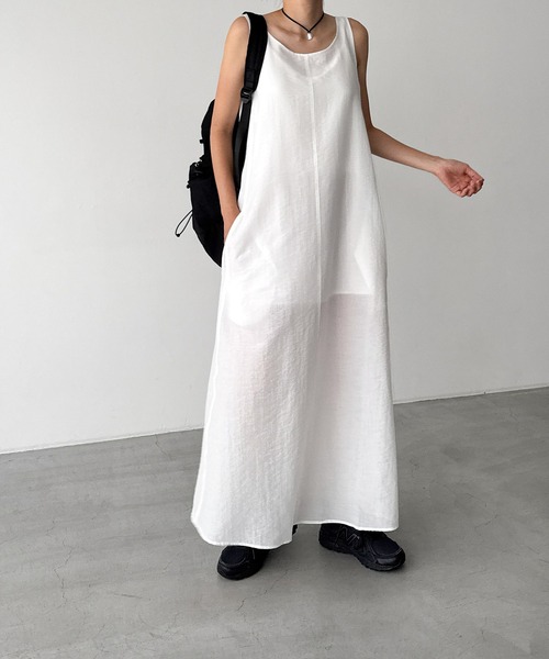 CANAL JEAN(キャナルジーン)の「El mar コットンナイロンバックオープンワンピース(ワンピース・レディース・ホワイト/ブラック・ONE SIZE)」の19枚目の写真