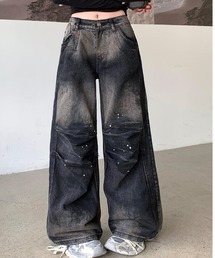 Theater code | Rust-processed wide denim pants/錆び加工 ワイドデニムパンツ(デニムパンツ)