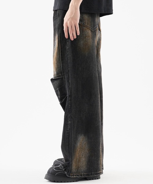 Theater code（シアターコード）の「Rust-processed wide denim pants/錆び加工 ワイドデニムパンツ（デニムパンツ・メンズ・ブラック・L/M）」の8枚目の写真