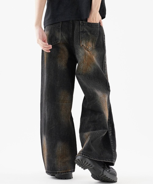 Theater code（シアターコード）の「Rust-processed wide denim pants/錆び加工 ワイドデニムパンツ（デニムパンツ・メンズ・ブラック・L/M）」の10枚目の写真