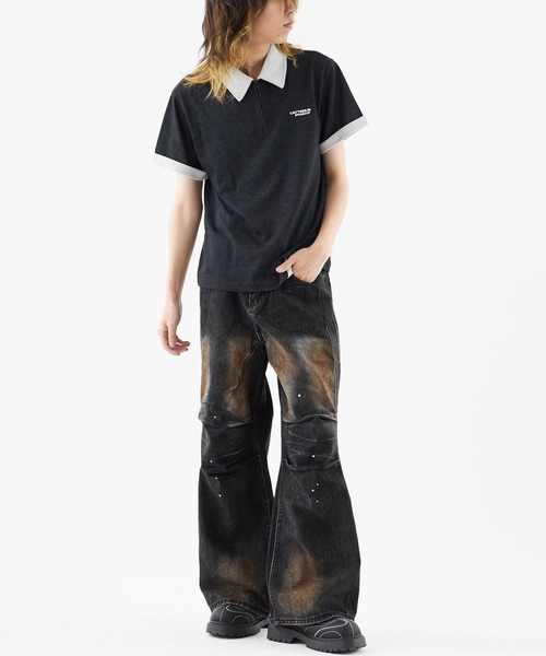 Theater code（シアターコード）の「Rust-processed wide denim pants/錆び加工 ワイドデニムパンツ（デニムパンツ・メンズ・ブラック・L/M）」の11枚目の写真