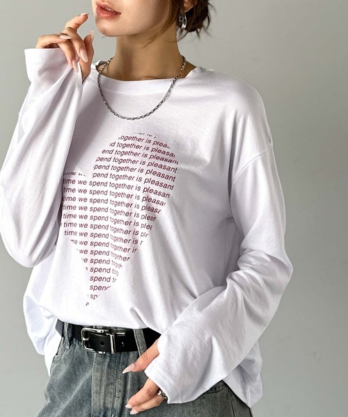 mily bilet(ミウィビレット)の「【mily bilet】 ハートが映える♪大人カジュアルMIX◎ハートグラフィック指穴ロングTシャツ(Tシャツ/カットソー・レディース・チャコールグレー/ブラウン/ホワイト/オートミール・LARGE/MEDIUM/SMALL/X-LARGE)」の11枚目の写真