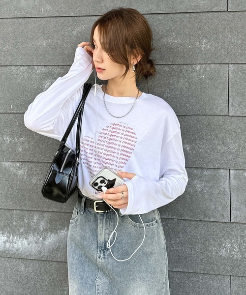 mily bilet(ミウィビレット)の「【mily bilet】 ハートが映える♪大人カジュアルMIX◎ハートグラフィック指穴ロングTシャツ(Tシャツ/カットソー・レディース・チャコールグレー/ブラウン/ホワイト/オートミール・LARGE/MEDIUM/SMALL/X-LARGE)」の13枚目の写真