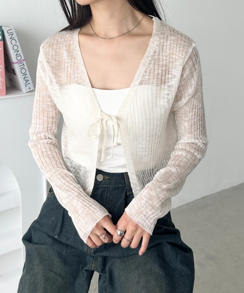 NICE CLAUP swimwearフロントリボン+シアーカーディガン one after another NICE CLAUP（ワンアフターアナザーナイ