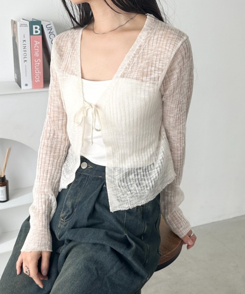 セール】フロントリボンシアーカーディガン（カーディガン/ボレロ