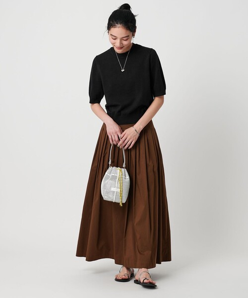 【新品】deres 15th コットンニット　ブラウン シアーカシゴラクロップドニットトップス(505626971) | ア