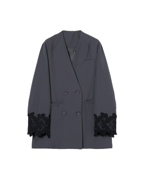 Lace Cuff Over Jacket /レースカフオーバージャケット（ノーカラー