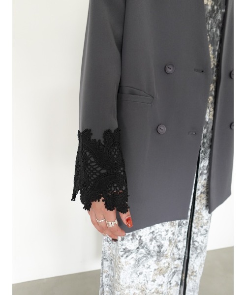 marte sahara レースカフオーバージャケット　グレー Lace Cuff Over Jacket /レースカフオーバージャケット（ノーカラー