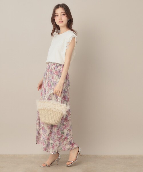 couture brooch（クチュールブローチ）の「【マシンウォッシャブル・UVケア・接触冷感】フレンチ肩レースカットソー（Tシャツ/カットソー・レディース・ライトグレー/ブラック/オフホワイト・38/42/36）」の15枚目の写真