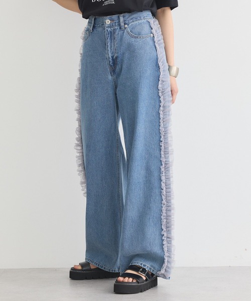earth music&ecology(アースミュージックアンドエコロジー)の「サイドチュールデニムパンツ(デニムパンツ・レディース・ブラック/インディゴブルー・S/M)」の3枚目の写真