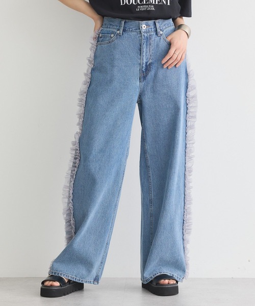 earth music&ecology(アースミュージックアンドエコロジー)の「サイドチュールデニムパンツ(デニムパンツ・レディース・ブラック/インディゴブルー・S/M)」の4枚目の写真