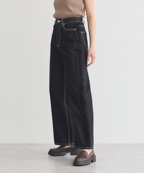earth music&ecology(アースミュージックアンドエコロジー)の「サイドチュールデニムパンツ(デニムパンツ・レディース・ブラック/インディゴブルー・S/M)」の7枚目の写真