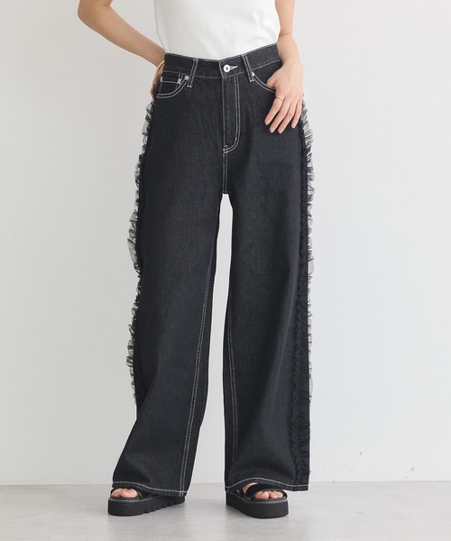 earth music&ecology(アースミュージックアンドエコロジー)の「サイドチュールデニムパンツ(デニムパンツ・レディース・ブラック/インディゴブルー・S/M)」の14枚目の写真