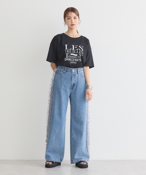 earth music&ecology(アースミュージックアンドエコロジー)の「サイドチュールデニムパンツ(デニムパンツ・レディース・ブラック/インディゴブルー・S/M)」の5枚目の写真