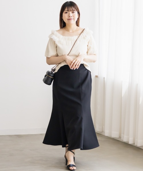 CLETTE(クレット)の「チュール使いオフショルプルオーバー(Tシャツ/カットソー・レディース・ブラック/アイボリー/ネイビー・4L/3L/LL)」の15枚目の写真