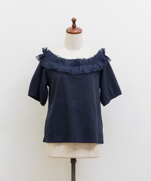 CLETTE(クレット)の「チュール使いオフショルプルオーバー(Tシャツ/カットソー・レディース・ブラック/アイボリー/ネイビー・4L/3L/LL)」の20枚目の写真