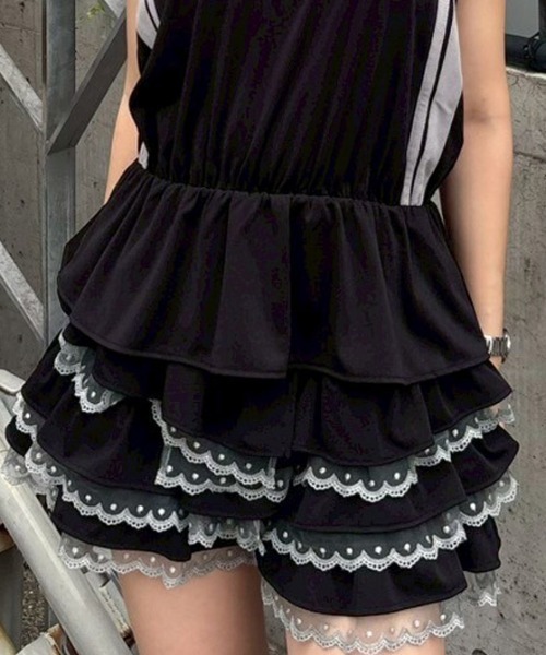 Candy Stripper（キャンディストリッパー）の「JERSEY FRILL ショーツ（その他パンツ・レディース・ネイビー/ピンク/ブラック・FREE）」の2枚目の写真