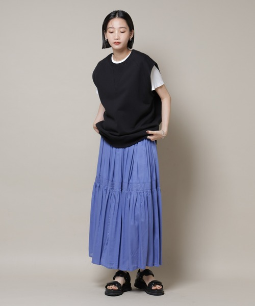 NANO universe(ナノユニバース)の「made in INDIA ギャザー切り替えフレアスカート(セットアップ可)(スカート・レディース・ホワイト/チャコール/ブルー・FREE)」の19枚目の写真