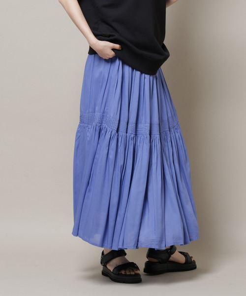 NANO universe(ナノユニバース)の「made in INDIA ギャザー切り替えフレアスカート(セットアップ可)(スカート・レディース・ホワイト/チャコール/ブルー・FREE)」の18枚目の写真