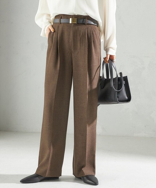 手洗い可能〉TUMUGITO(R) シャーク ツイード タック パンツ（その他