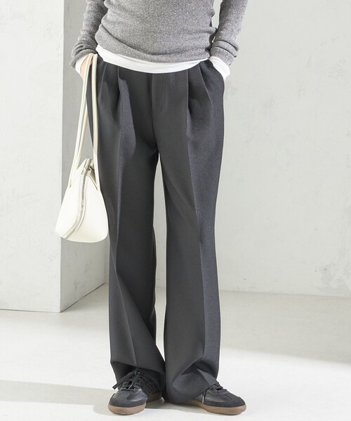 手洗い可能〉TUMUGITO(R) シャーク ツイード タック パンツ（その他