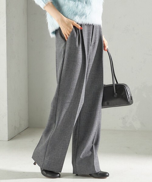 手洗い可能〉TUMUGITO(R) シャーク ツイード タック パンツ（その他