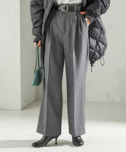 手洗い可能〉TUMUGITO(R) シャーク ツイード タック パンツ（その他