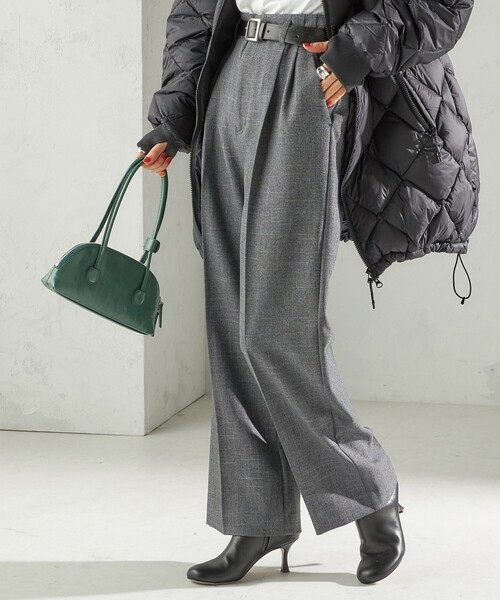 手洗い可能〉TUMUGITO(R) シャーク ツイード タック パンツ（その他