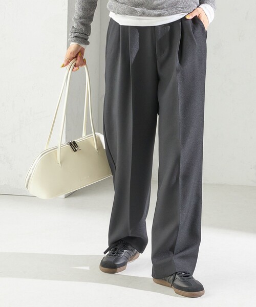 手洗い可能〉TUMUGITO(R) シャーク ツイード タック パンツ（その他