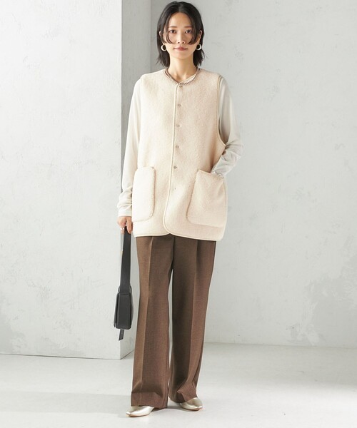 手洗い可能〉TUMUGITO(R) シャーク ツイード タック パンツ（その他