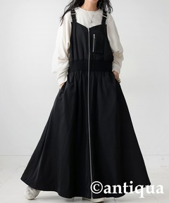 最終お値下げ◎antiqua ミリタリーサロペットワンピース⭐︎カーキ⭐︎ サロペットワンピース ワンピース レディース ロング 送料無料