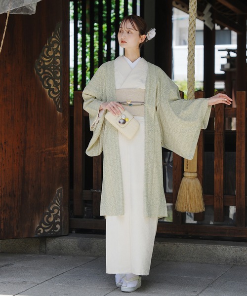 utatane(ウタタネ)の「羽織 レース ニコアンティーク レトログラフィカ グリーン×クリーム 日本製(着物・レディース・グリーン・FREE)」の2枚目の写真