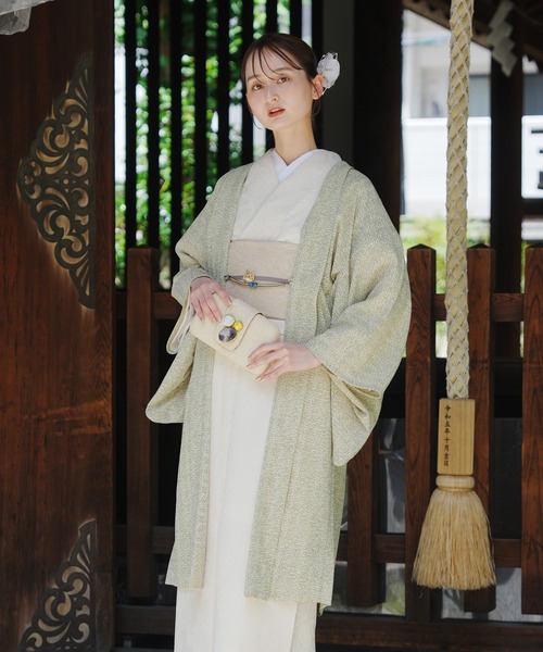 utatane(ウタタネ)の「羽織 レース ニコアンティーク レトログラフィカ グリーン×クリーム 日本製(着物・レディース・グリーン・FREE)」の5枚目の写真