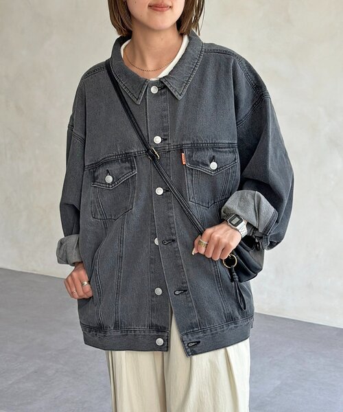 CPCM(シーピーシーエム)の「オーバーサイズデニムジャケット(デニムジャケット・レディース・ネイビー/ブラック/ブルー/ブラック系その他・FREE)」の6枚目の写真