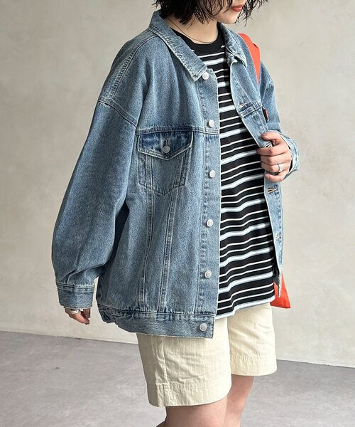 CPCM(シーピーシーエム)の「オーバーサイズデニムジャケット(デニムジャケット・レディース・ネイビー/ブラック/ブルー/ブラック系その他・FREE)」の21枚目の写真