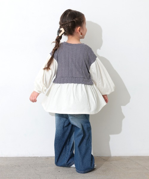 Ocean&Ground(オーシャン&グラウンド)の「タックバギーストレートデニムパンツ(デニムパンツ・キッズ・ダークインディゴブルー/ブラック・140/130/120/110/100/90)」の6枚目の写真