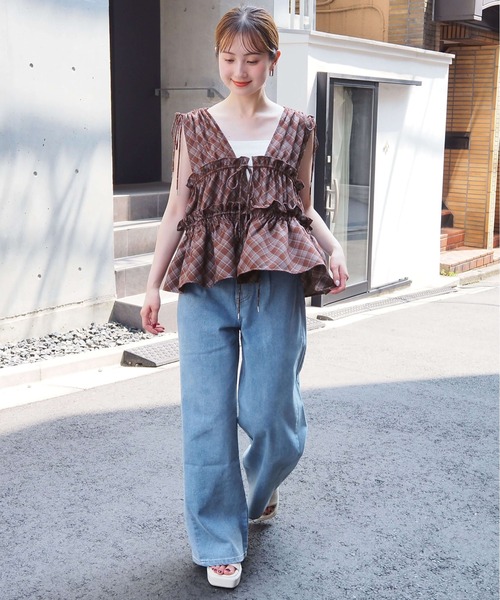 tiptop（ティップトップ）の「リボン使いギャザーブラウス（シャツ/ブラウス・レディース・オフホワイト/ブラック系その他/ブラック/ブラウン系その他/グリーン/ホワイト系その他・FREE）」の10枚目の写真