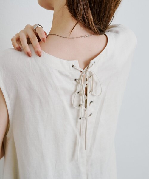 Kastane（カスタネ）の「*【前後2WAY】B 編み上げベスト（ベスト・レディース・ネイビー/アイボリー・FREE）」の3枚目の写真