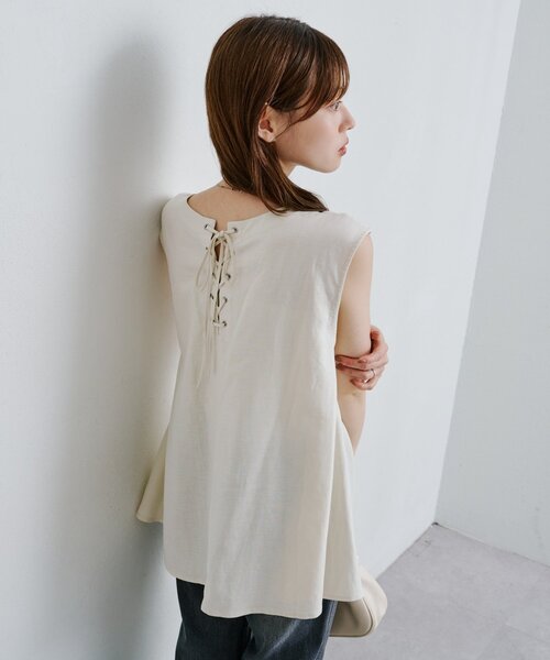 Kastane（カスタネ）の「*【前後2WAY】B 編み上げベスト（ベスト・レディース・ネイビー/アイボリー・FREE）」の4枚目の写真